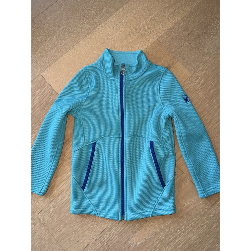Spyder Jacket Girls Teal Blue Long Sleeve Size 7/8 Pockets Lightweight